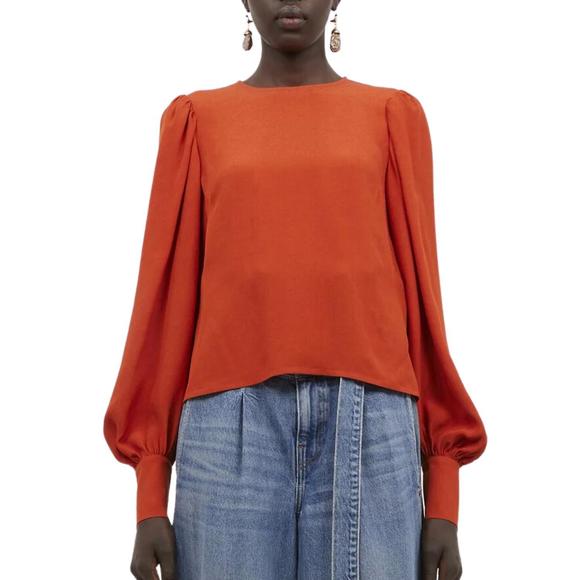 ULLA JOHNSON Tops - NEW ULLA JOHNSON lilliana blouse in red oxide